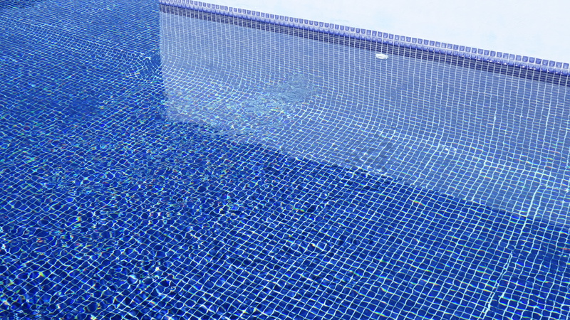 walkway, patio, outdoors, solar energy, blue, electrical device, flooring, pool, low angle view, reflection, netting, solar panels, brick, floor, tile