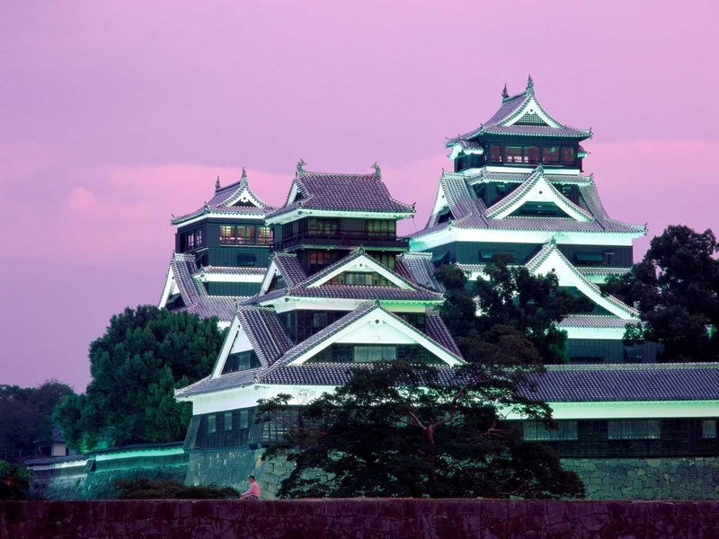 white, Castle, Kumamoto, 720P, grey, temple, Japan, poster