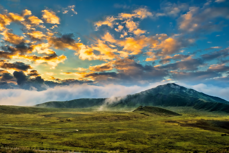 green, remote, mountain range, japan, asahi, aso, plant, mountain peak, scenics - nature, light, volcano, hdr, no people, non-urban scene, landscape, environment