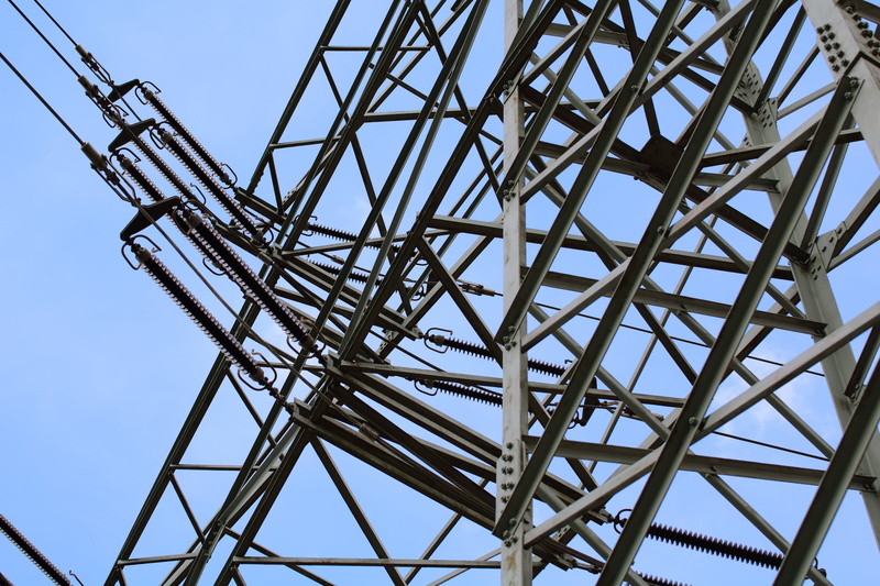 construction equipment, outdoors, construction industry, upper lines, technology, high voltage, sky, communication, pylon, clear sky, energy, steel, tower
