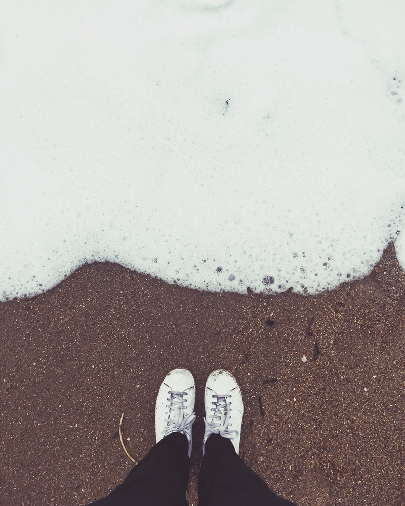 low section, personal perspective, sea, day, nature, human body part, ocean, beach, real people, high angle view, water, human foot, anglet, human leg