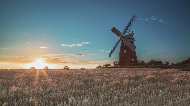 environmental conservation, sunset, sunrise, sunlight, wind power, turbine, land, no people, rural scene, sky, nature, traditional windmill, landscape