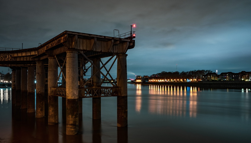 no people, dusk, column, waterfront, light, illuminated, pillar, beacon, tower, travel destinations, sunrise, building, 5K, pier, concrete, bridge, nature