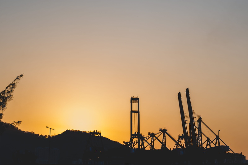 pollution, sunset, oilfield, shadows, building exterior, no people, goldenhours, dawn, copy space, golden, outdoors, architecture, silhouette, nature, building