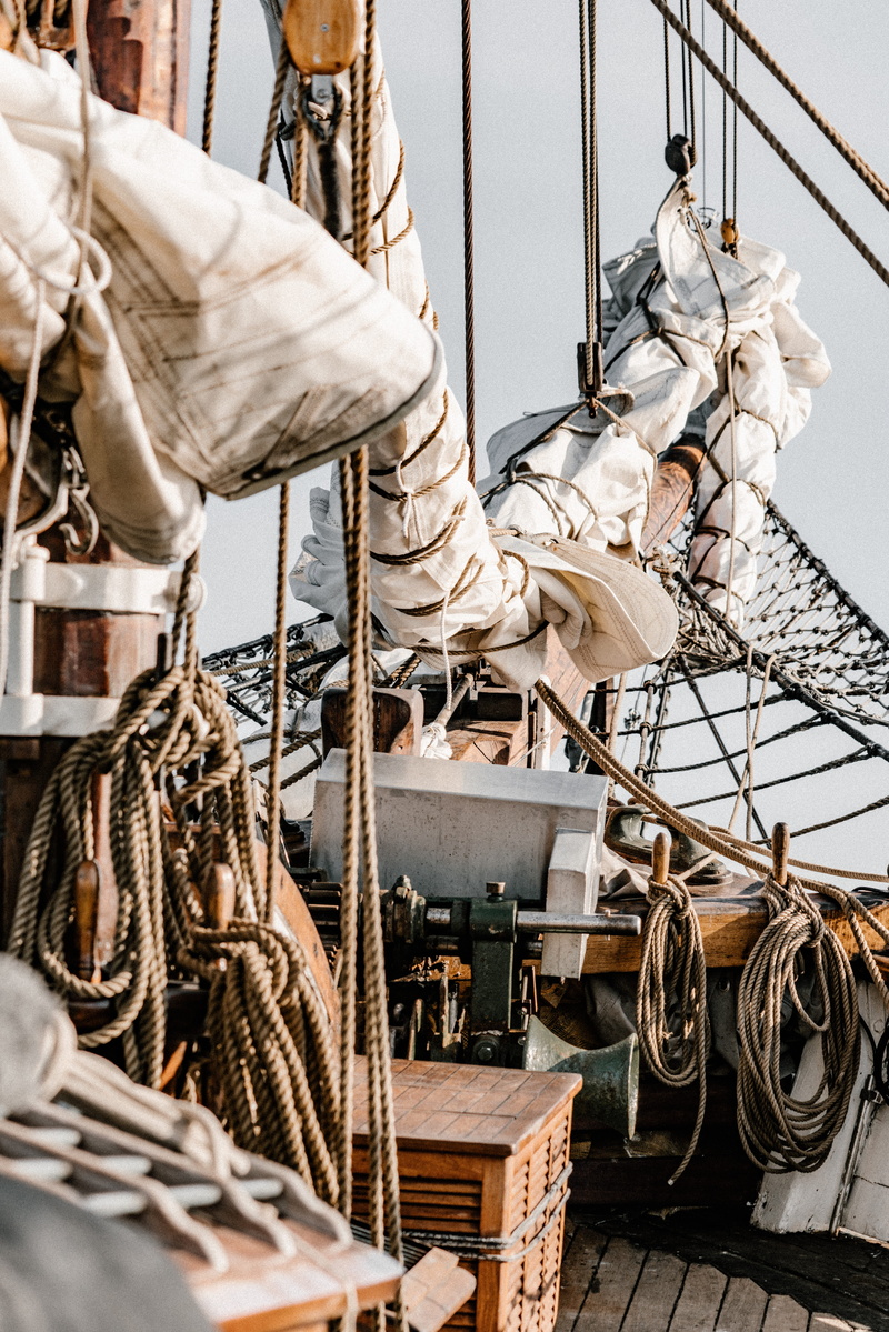 person, transportation, nautical vessel, day, large group of objects, animal, sunlight, variation, window, rope, outdoors, mast, worker, art and craft