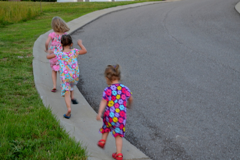 positive emotion, girls, happy, spring, rear view, child, road, offspring, hill, childhood, nature, outdoors, togetherness, summer, happiness, play, plant