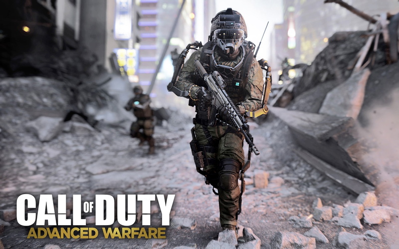 game logo, soldier, Call of Duty: Advanced Warfare, city, video games, ruins, weapon, 1080P, war, rifles, building