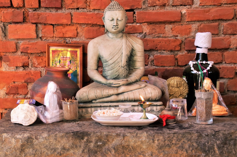 relaxation, belief, brick wall, style, orange, sri lanka, old, meditation, hands, spiritual, no people, sit, chair, buddha, wall, look, wellbeing, representation