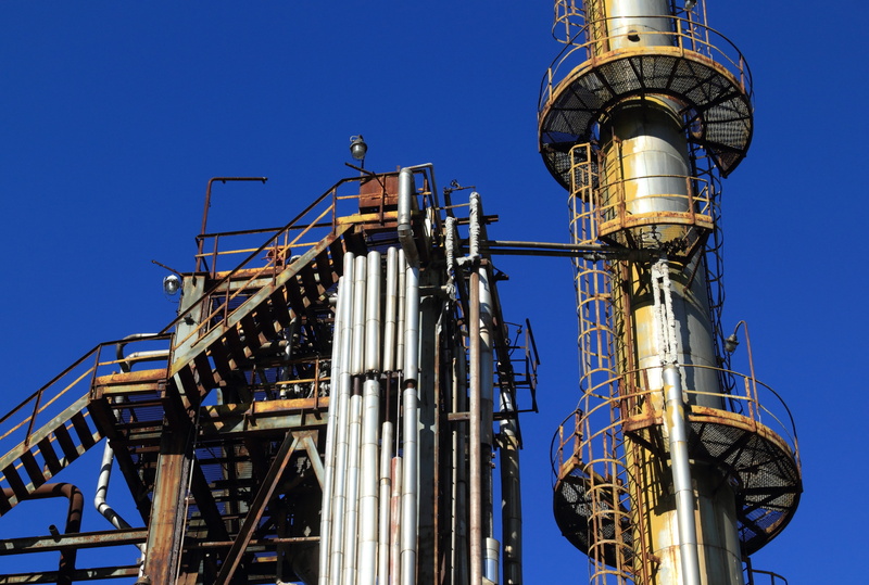 industry, architecture, 4K, bulgaria, vratsa, oil industry, metal, sky, steel, silver colored, equipment, technology, blue, refinery, no people, abandoned