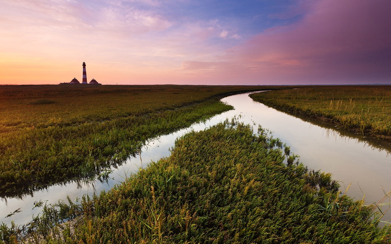channel, beauty In Nature, no People, sunset, europe, vegetation, irrigation, evening, plants, tree, scenics, scenics - nature, lighthouse, landscape, blue