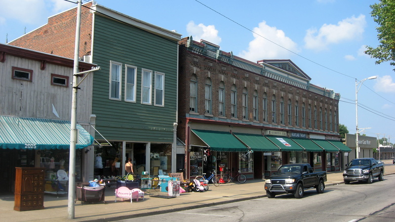 Franklin Street, indiana, people, architecture, editorial, built Structure, residential district, road, retail, building, city, 2K, sky, outdoors, evansville