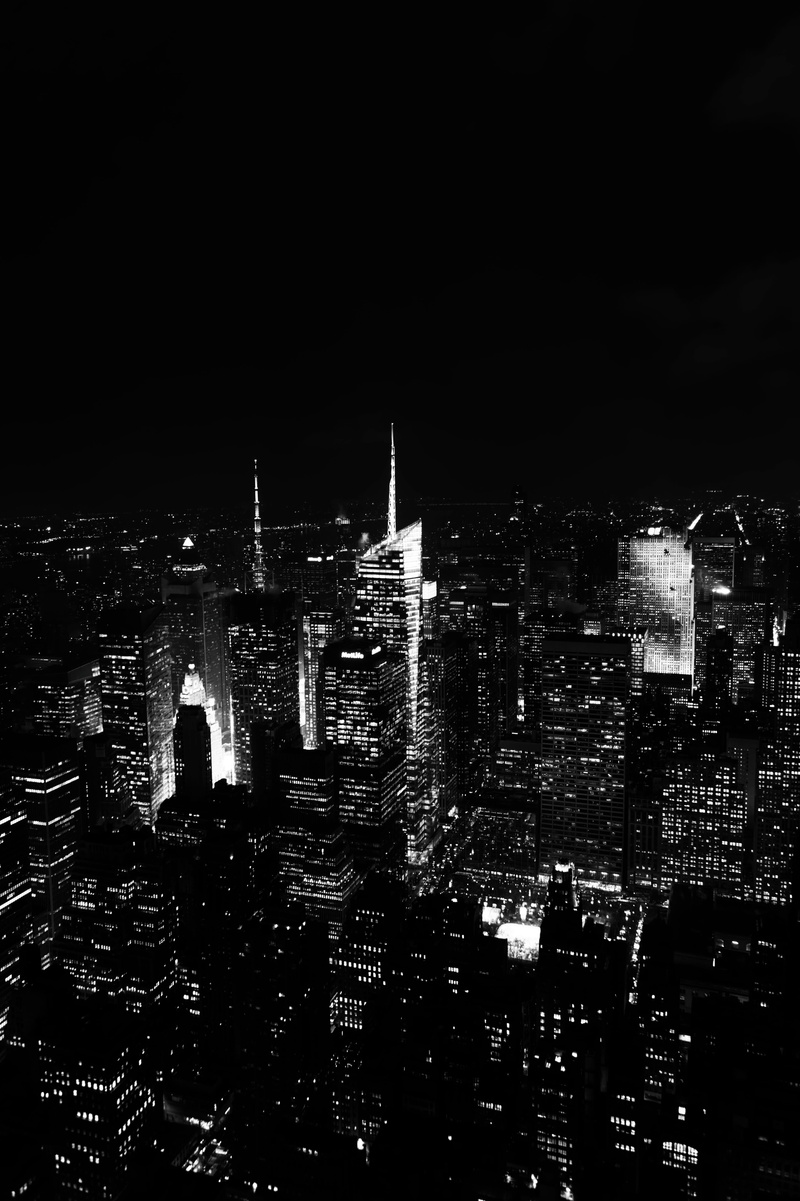 building, crowded, settlement, architecture, downtown, lantern, Panorama, Lights, 5K, City, high angle view, office building exterior, skyscraper, black and white