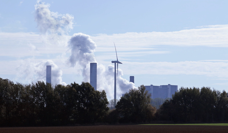 smog, cooling tower, air pollution, energy, nature, day, landscape, health, environmental issues, smoke stack, sky, pollution, pinwheel, factory, building exterior