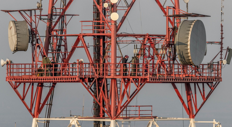 no people, water, architecture, construction, outdoors, electrical equipment, technology, sobótka, tower, low angle view, platform, communication, industry