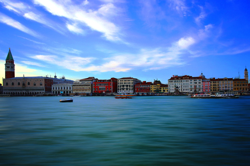 channel, home, The Doges Palace, tower, sea, the bell tower of St. Marks Cathedral, Venice, Italy, 1080P