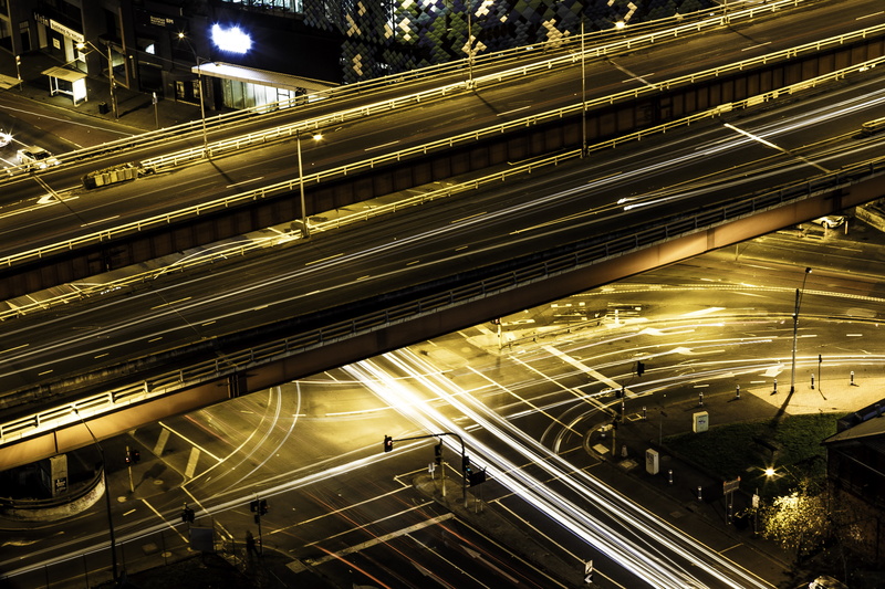 night, outdoors, 5K, motion, illuminated, technology, rail transportation, lines, infrastructures, highways, city, overpass, lights, connection, light trail