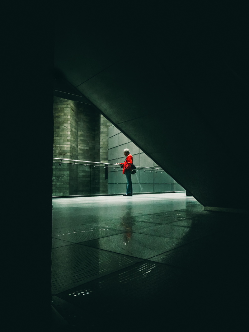 motion, architecture, beside, direction, adult, shadow, silhouette, lifestyles, reflection, person, men, tunnel, people, handrail, solitude, transportation