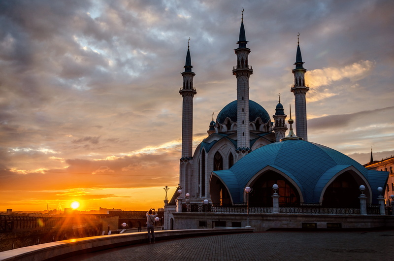 hour, blue, travel destinations, sunset, mosque, cathedral, roof, monument, 4K, golden, cloud - sky, nature, water, temple, sunrise, outdoors, dome, religion