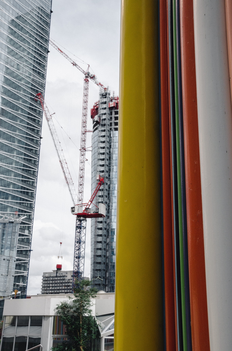railing, construction site, la défense paris, colors, town, financial district, le moretti, architecture, skyscraper, urban, construction industry, france