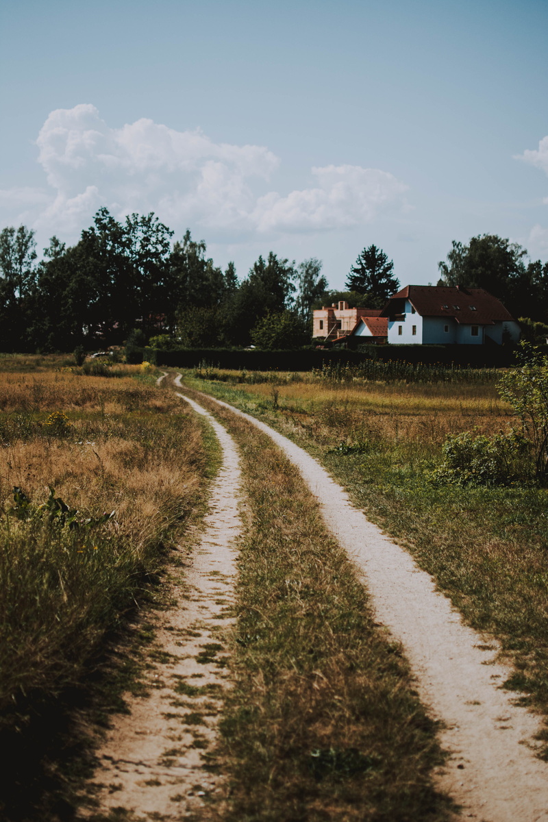 rural, agriculture, no people, built structure, daylight, land, tree, near, cropland, cloud - sky, direction, field, landscape, the way forward, grassland