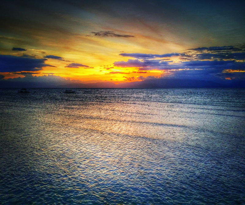cebu, horizon, nature, coastline, sunlight, tranquility, sun, reflection, idyllic, orange color, beauty in nature, summer, rippled, dusk, asia, moalboal