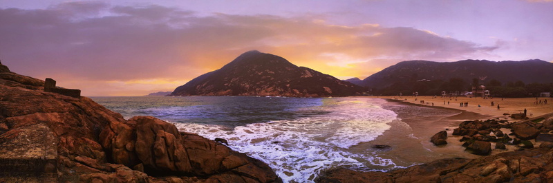 rocks, seafoam, daylight, swim, sky, sunrise, scenic, ocean, rock - object, person, dawn, landscape, romantic sky, land, evening, sunset, mountains, environment