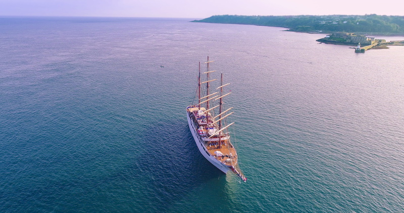 ship, mode of transportation, enrapture, high angle view, land, turquoise colored, no people, sea, aerial view, day, sea cloud ii, tranquility, 4K, water