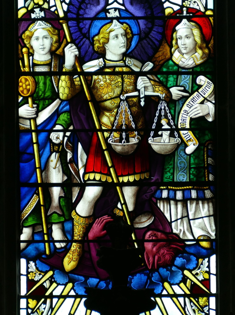 horizontal, human representation, weigh, christian, creativity, building, place of worship, church, window, female likeness, justice, architecture, stained glass