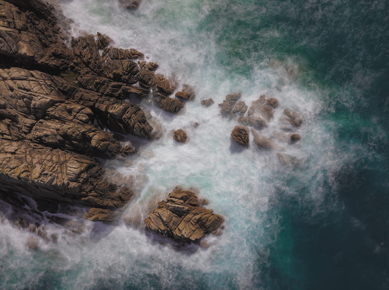 long exposure, photography, land, day, sea, nature, daytime, high angle view, scenics - nature, flowing water, motion, steam, tranquility, rock, ocean