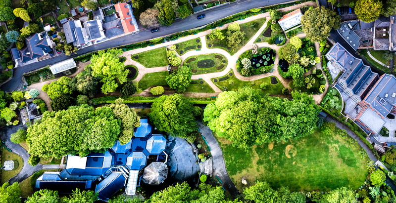 city, nature, green Color, outdoors, building exterior, growth, hedge, tree, trees, foortop, formal garden, high angle view, garden, aerial, day, water