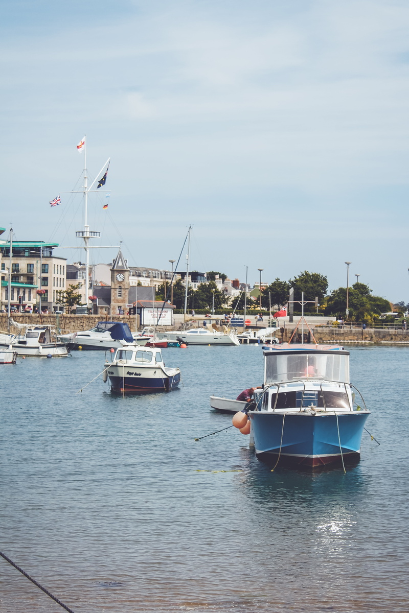 mode of transportation, nautical vessel, travel, pole, summer, boats, sky, nature, no people, day, sailboat, harbor, sea, marina, moored, guernsey, architecture