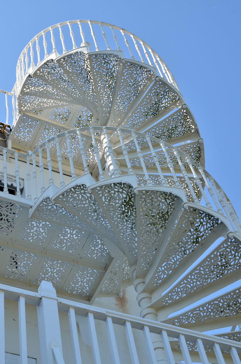 design, spiral staircase, day, outside staircase, indoors, ceiling, saint peter port, hotel, building, sky, maison de victor hugo, blue, pattern, 4K, architecture