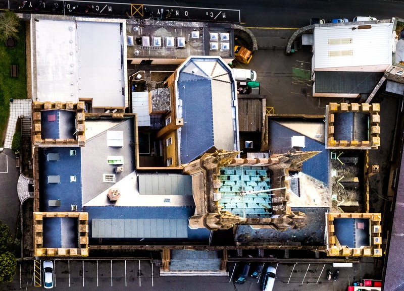 photograph, car park, machinery, aerial, looking down, rooftop, architecture, brown, technology, damaged, industry, nature, 2K, eye, industrial equipment
