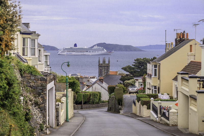 mountain, 5K, house, cityscape, Guernsey, outdoors, Boat, cloud - sky, street, nature, Views, building, tree, architecture, sea, no people, direction