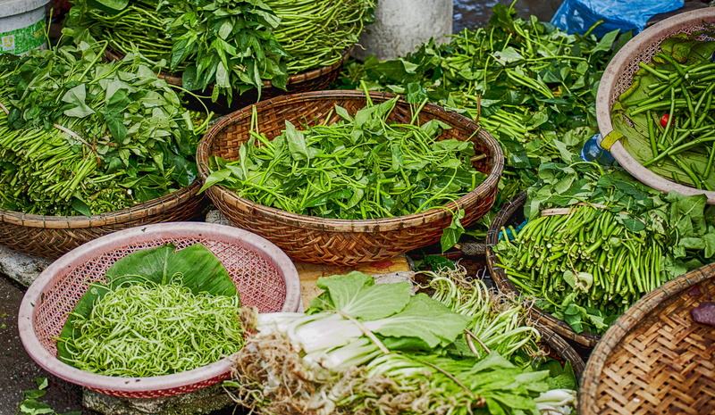 baskets, green, green color, container, variation, wicker, food and drink, herb, vegetable, 4K, Organic, market, outdoors, cuisine, Natural, growth, choice