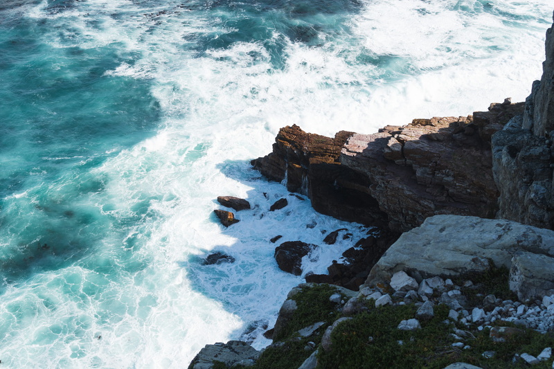 water, rocky, south africa, seawaves, coast, daytime, day, grass, sea, beach, beauty in nature, ocean, power, high angle view, body, africa, seaside, wave