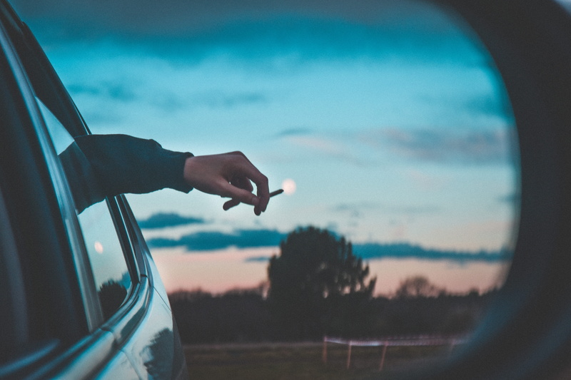 reflection, sun, trip, human limb, focus on foreground, france, soorts-hossegor, sunset, journey, smoke, carpas de hossegor, cloud - sky, car, one person