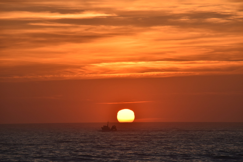 dawn, orange color, human, person, flare, hossegor, nautical vessel, no people, scenics - nature, tranquility, dusk, sailing, red sky, idyllic, sky, dramatic sky