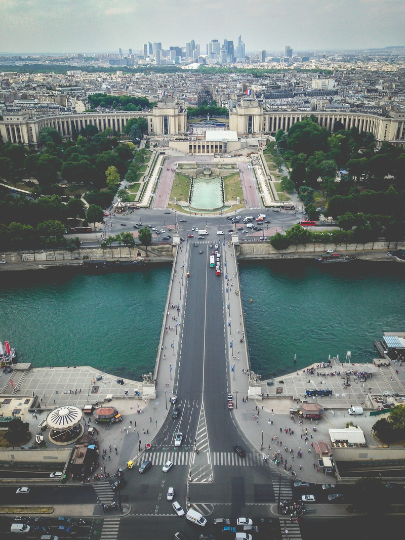 eiffel tower, built structure, bridge - man made structure, skyview, eiffel, tower, nature, aerial, france, city, connection, river, building, high angle view