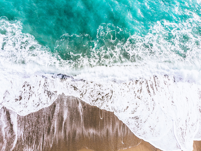 outdoors, sand, day, power in nature, wave, air, scenics - nature, bright, ocean, colorful, mavic air, drone view, photography, dji mavic air, beach, 4K