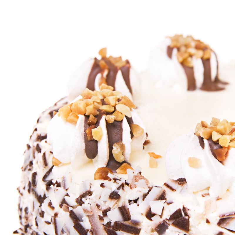 white background, food, yummy, freshness, unhealthy eating, cream, isolated, dairy, ready-to-eat, nobody, chocolate, studio shot, diet, close-up, crust