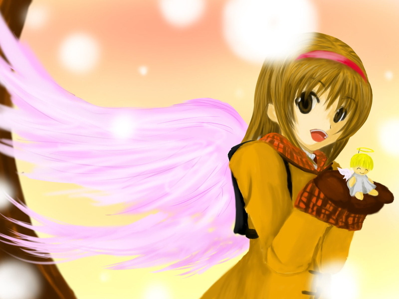 mask - disguise, celebration, indoors, paint, women, clothing, standing, one person, wings, anime, kanon, unrecognizable person, blond hair, costume, studio shot