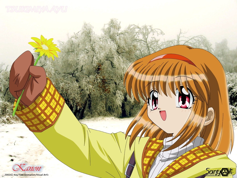 joy, girl, kanon, tsukimiya ayu, flower, mitten, 720P
