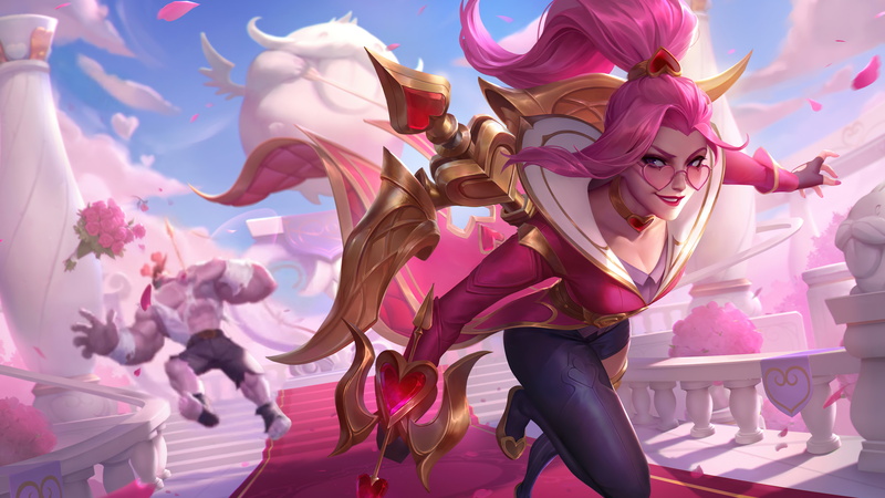 League of Legends, 8K, Riot Games, pink, Vayne, 4K, Vayne (League of Legends), Valentines Day