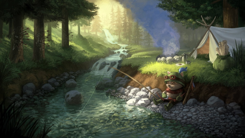 Teemo (League Of Legends), beauty in nature, lake, day, rock - object, tree, rock, stream - flowing water, solid, flowing water, nature, travel destinations