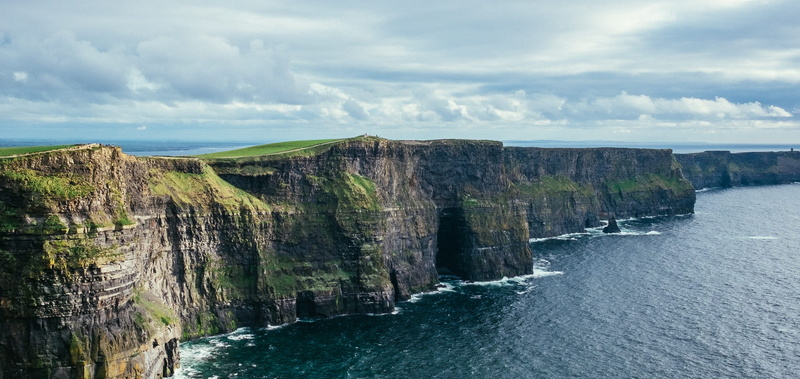 cliff of moher, travel, rock, 1080P, water, photography, land, scenics, coastline, environment, outdoors, cloud - sky, Coast, solid, Cliffs, Ireland, aerial