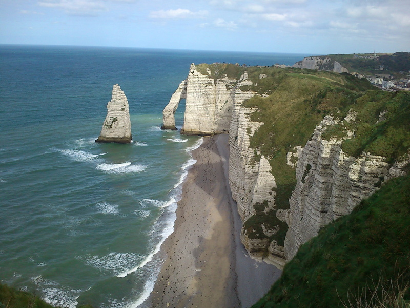 day, meadow, horizon over water, France, tranquility, scenics - nature, cliff, scenics, holidays, Étretat, solid, rock formation, 2K, Normandie, rock