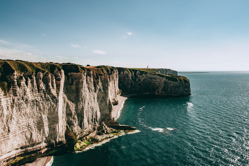 coastline, eroded, water, no people, normandy, étretat, sea, fuji, etretat, seaside, outdoors, relaxation, lighthouse, springtime, day, idyllic, tranquility
