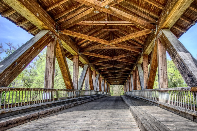 ceiling, wood - material, architecture, day, the old rhine bridge, ketch, waters, rhine, wood, idyllic, no people, river, away, architectural column, sky