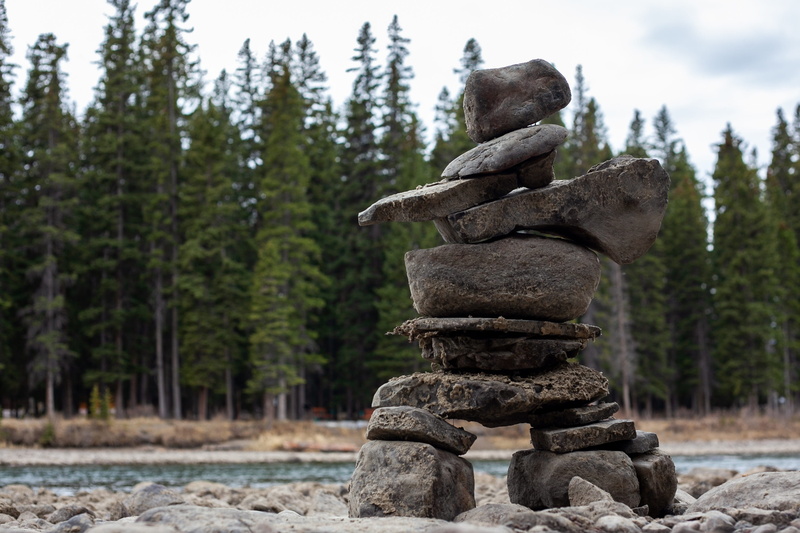 ecoart, stack, tower, pine tree, serenity, outdoors, stone tower, landscape, focus on foreground, motivation, tranquil scene, being human, scenics - nature